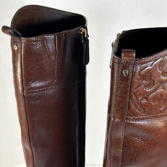 Tory Burch Brown Leather Boots size 9.5 - Picture 5 of 16